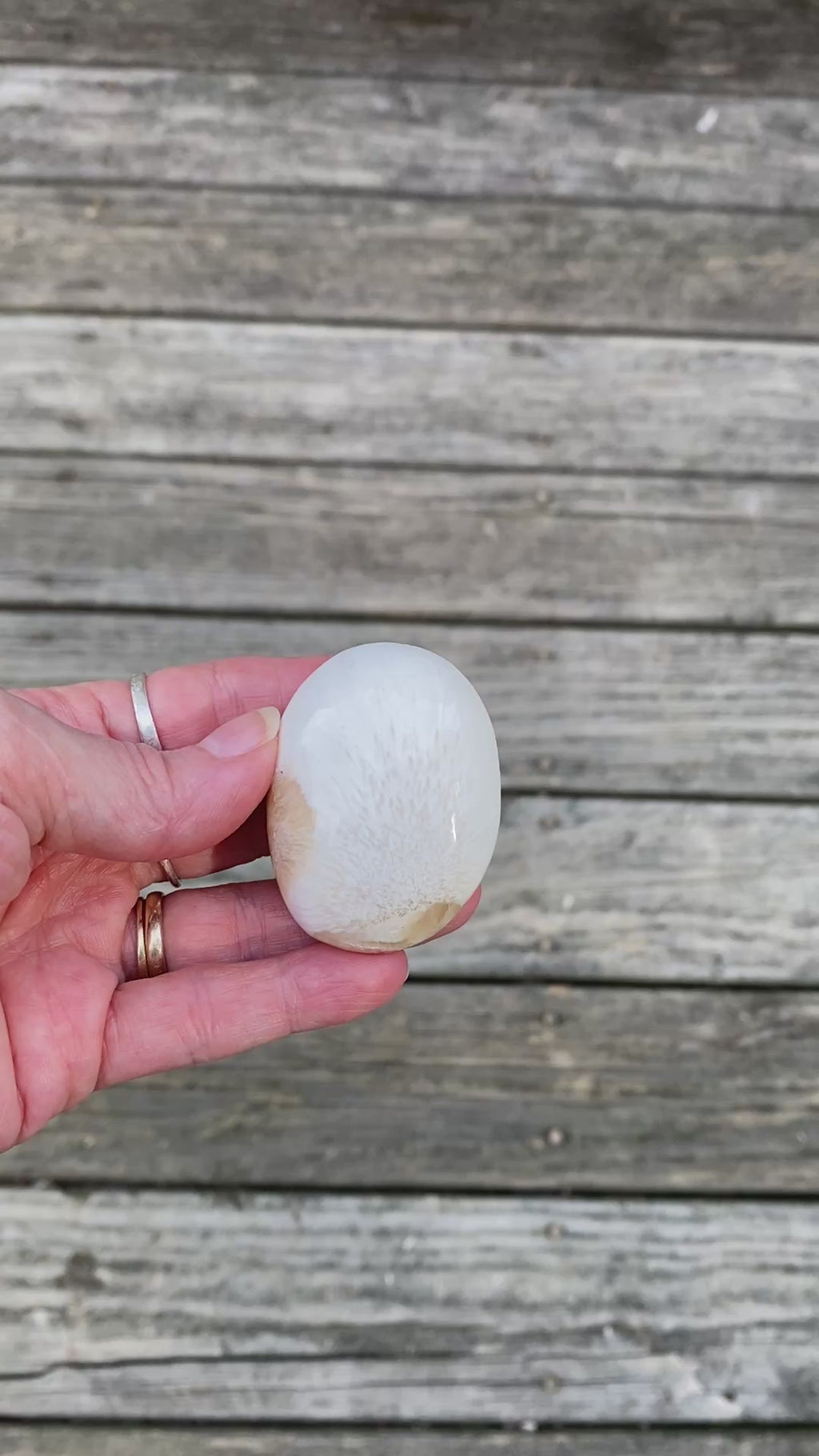 Scolecite White Palm Stone  Peace Relaxation 31601S