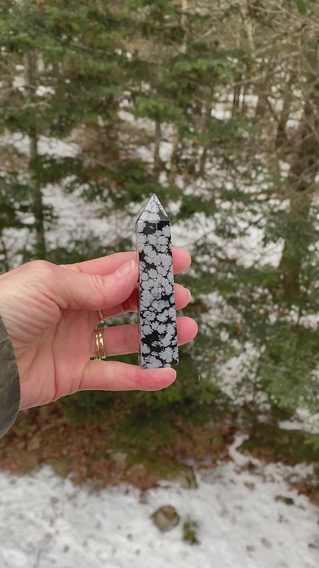 Snowflake Obsidian Point Tower  Protection Balance Centering 31178S