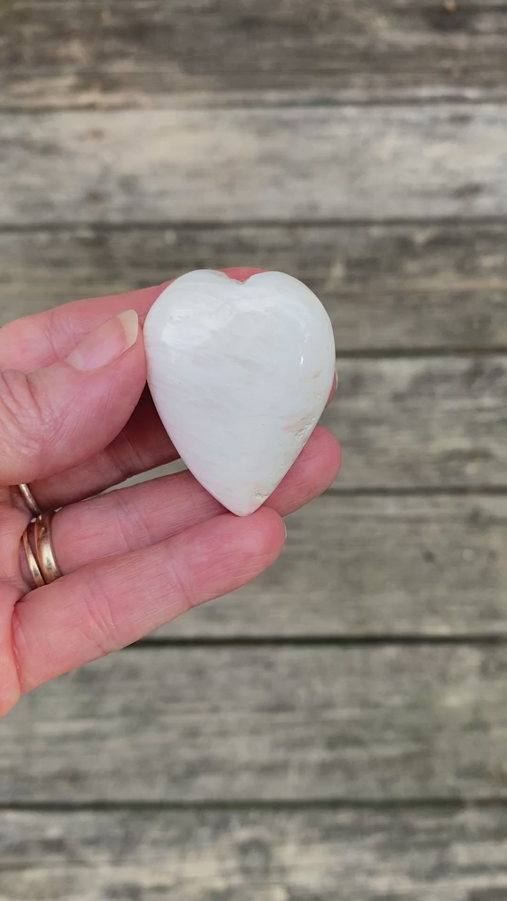 Scolecite White Heart Figurine  Peace Relaxation 31602S