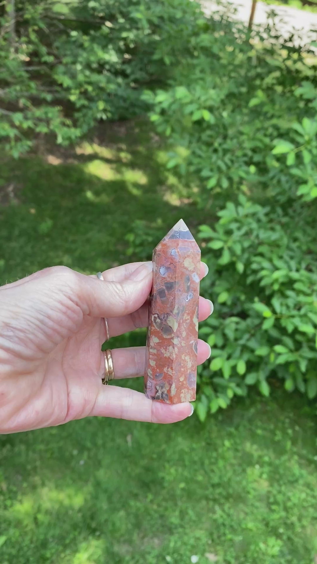 Money Agate Point Tower  Red Gray  Grounding Abundance 31651S