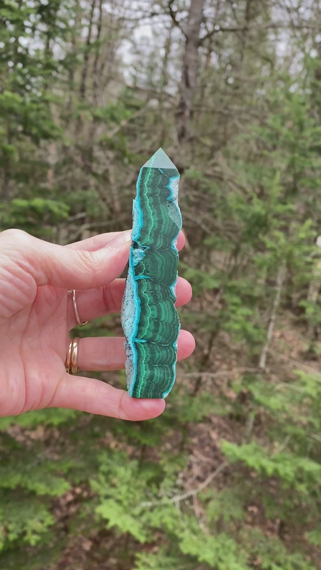 Malachite with Chrysocolla Tower Point  Grounding Peace Intuition 31369S