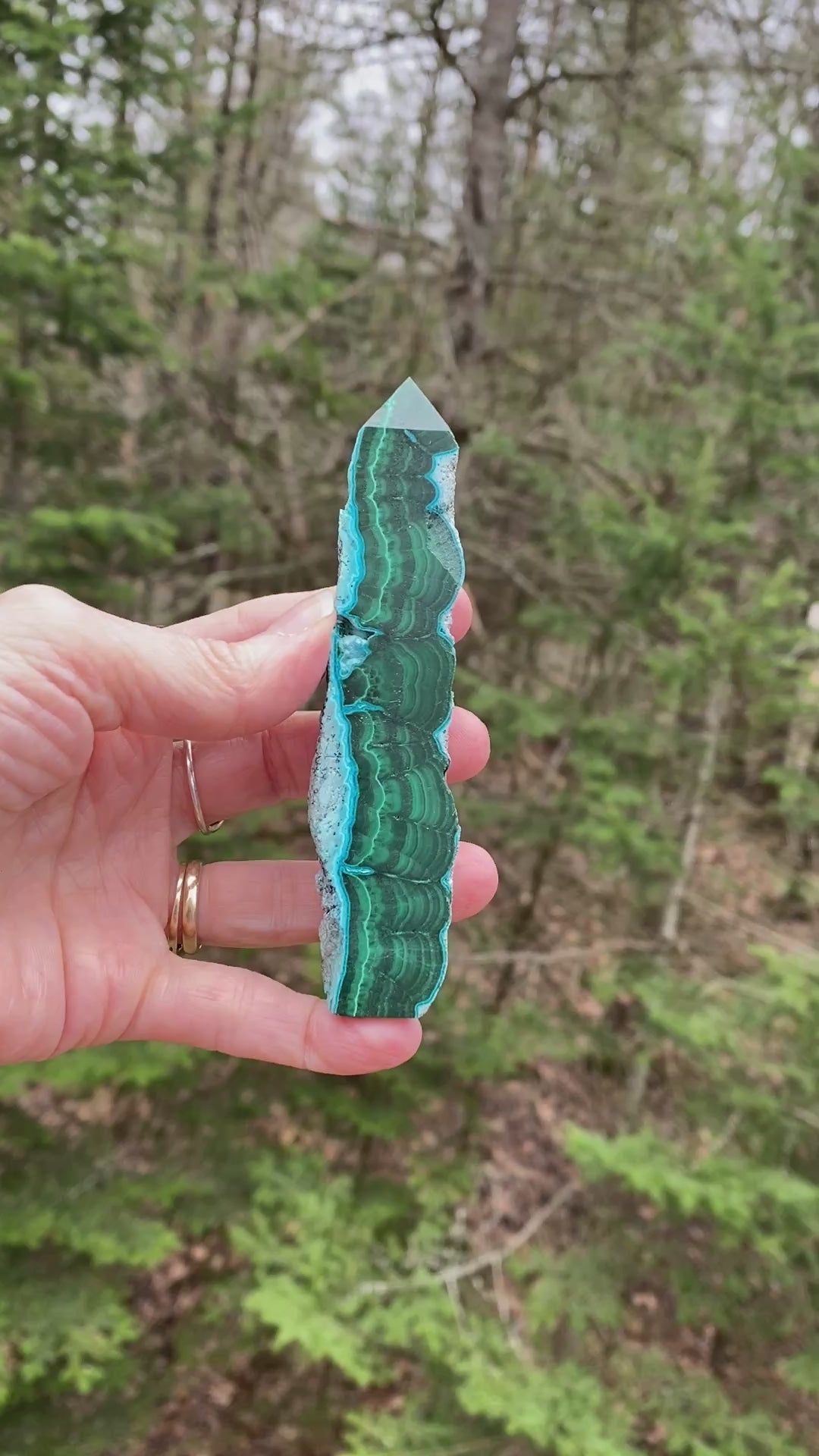 Malachite with Chrysocolla Tower Point  Grounding Peace Intuition 31369S