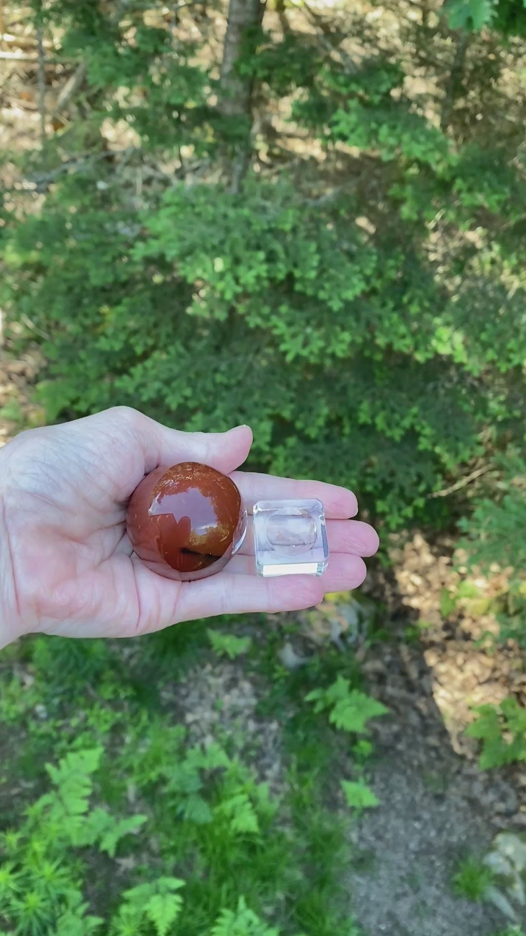 Carnelian Sphere Glass Stand  Creativity Grounding 31609S